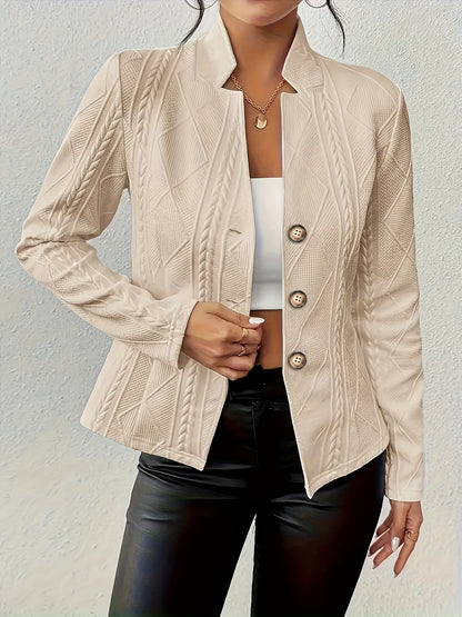 Women's Slim Fit Jacquard Blazer with Elegant Buttons