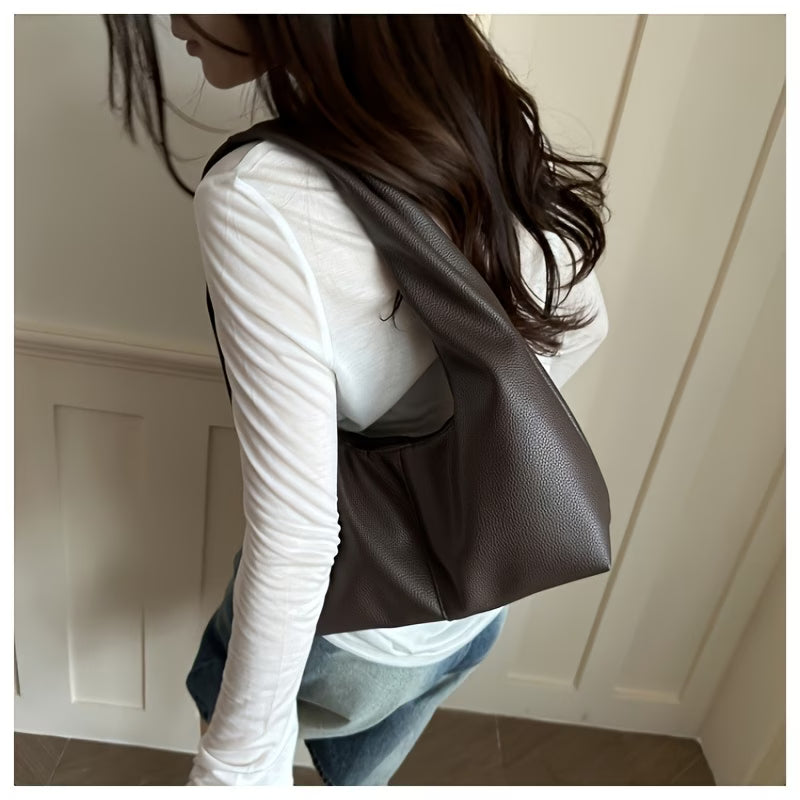 Women's Minimalist Black Faux Leather Shoulder Bag