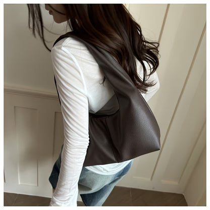 Women's Minimalist Black Faux Leather Shoulder Bag