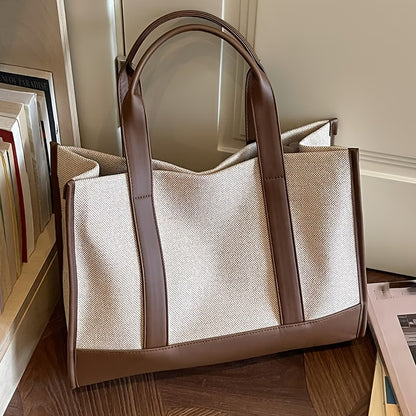 Women's Large Capacity Color Block Tote Bag