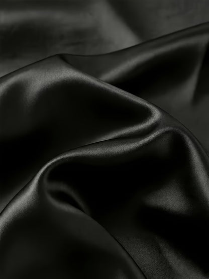 Plus Size Pleated Satin Midi Skirt with Front Slit