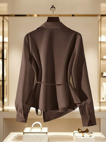Women's Elegant Long Sleeve Blouse with Tie Detail