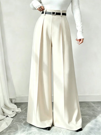 Women's High Waist Palazzo Trousers with Front Pleat