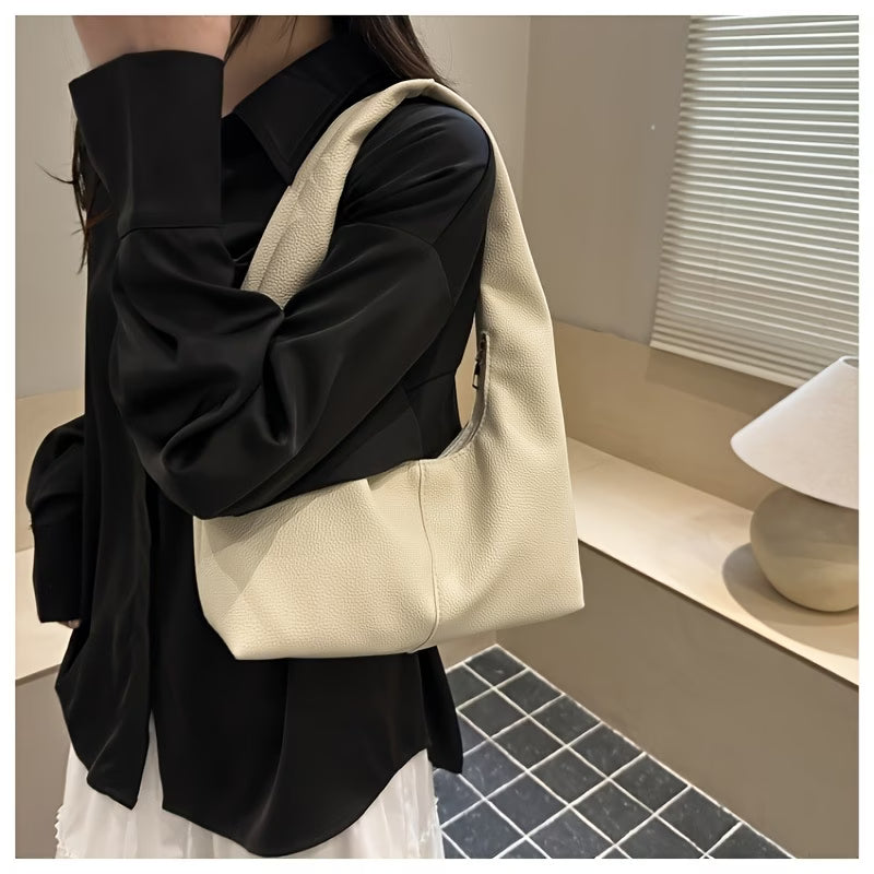 Women's Minimalist Black Faux Leather Shoulder Bag
