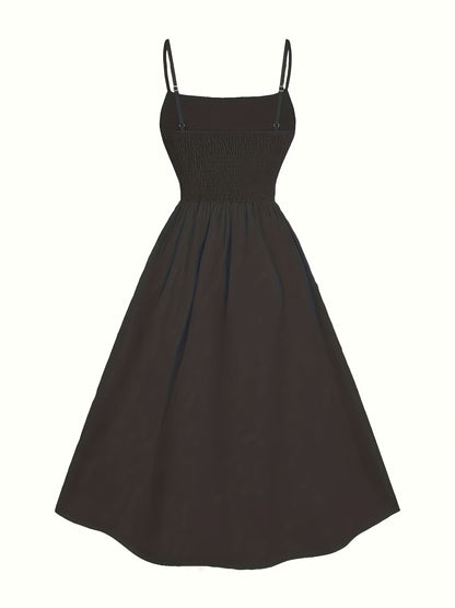 Women's Sleeveless Summer Midi Dress with Pleated Pockets