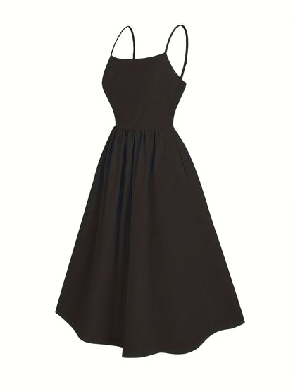 Women's Sleeveless Summer Midi Dress with Pleated Pockets