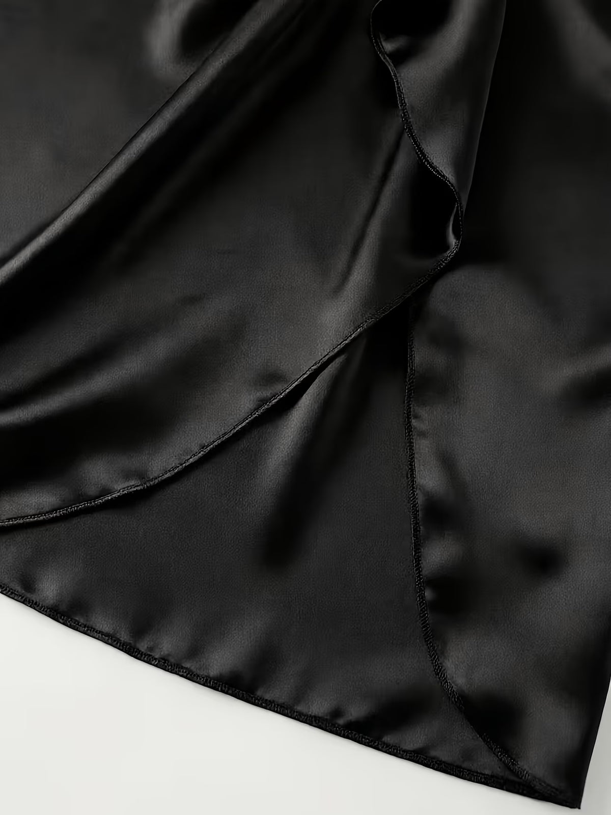 Plus Size Pleated Satin Midi Skirt with Front Slit