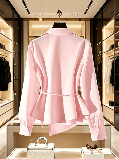 Women's Elegant Long Sleeve Blouse with Tie Detail