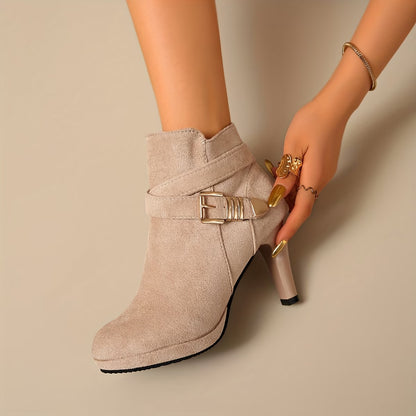 Women's Short Ankle Boot with Platform and Block Heel