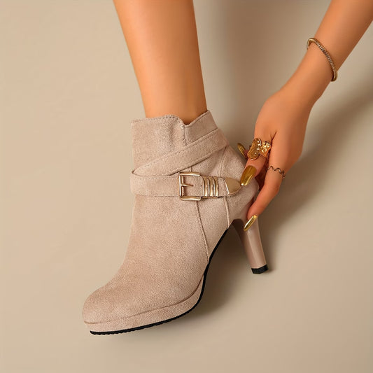 Women's Short Ankle Boot with Platform and Block Heel