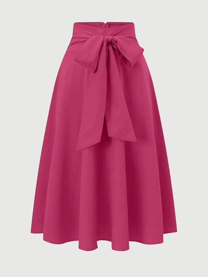 Women's High Waist A-Line Skirt with Tie Detail