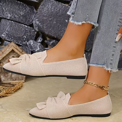 Women's Pointed Toe Ballet Flat with Bow and Breathable Mesh