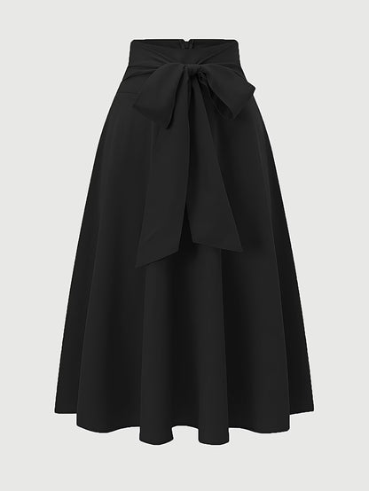 Women's High Waist A-Line Skirt with Tie Detail