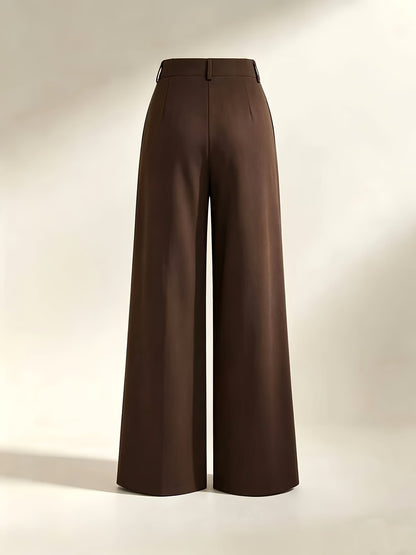 Women's High Waist Wide Leg Trousers with Pleats