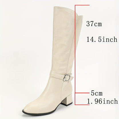 Women's Tall Boot with Mid Block Heel and Side Zipper