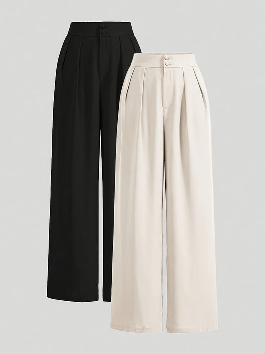 Women's 2-Piece Set with High-Waist Wide Leg Trousers
