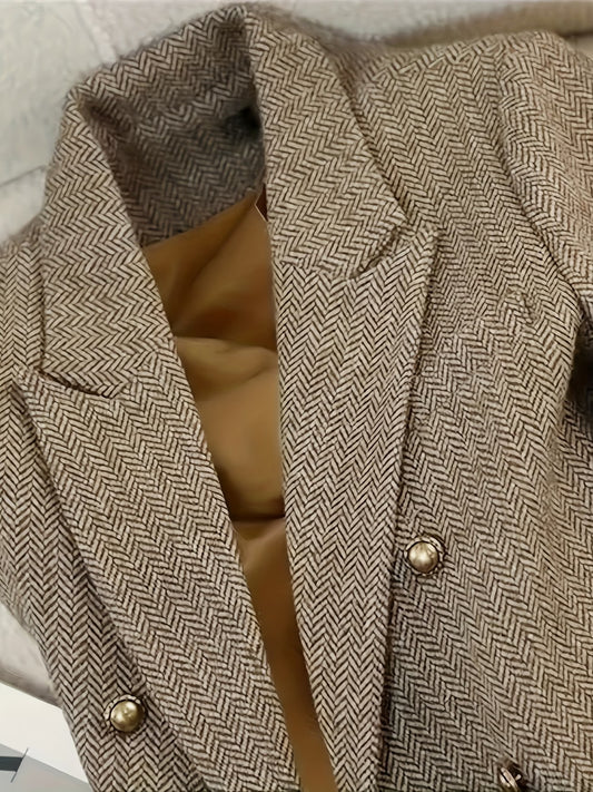 Women's Oversized Plaid Blazer with Elegant Cut