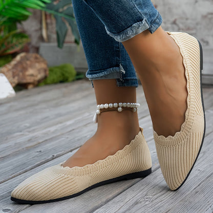 Women's Breathable Slip-On Flat with Wavy Edge