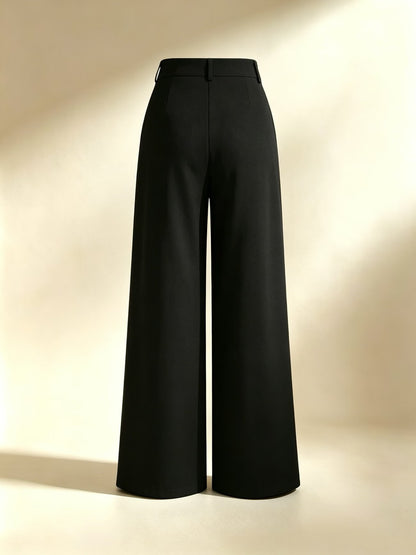 Women's High Waist Wide Leg Trousers with Pleats