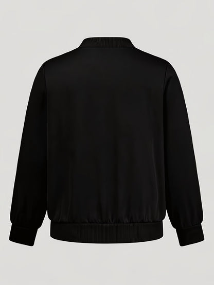 Women's Plus Size Bomber Jacket with Zipper and Soft Fabric