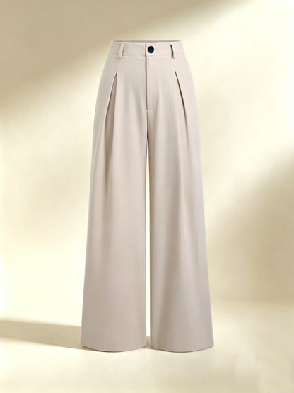 Women's High Waist Wide Leg Trousers with Pleats