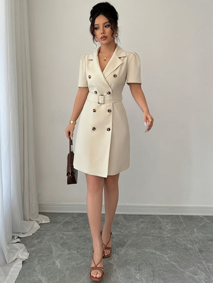Women's Belted Blazer and Midi Dress Set