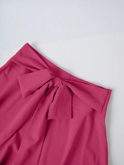 Women's High Waist A-Line Skirt with Tie Detail