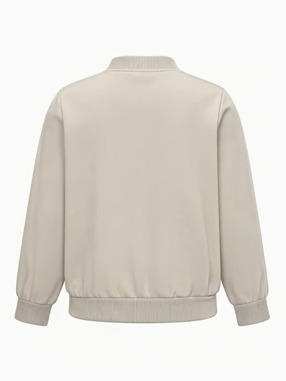 Women's Plus Size Bomber Jacket with Zipper and Soft Fabric