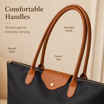 Women's Large Nylon Tote Bag with Zipper