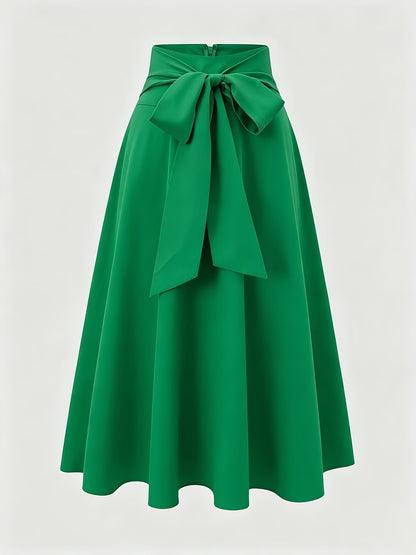 Women's High Waist A-Line Skirt with Tie Detail