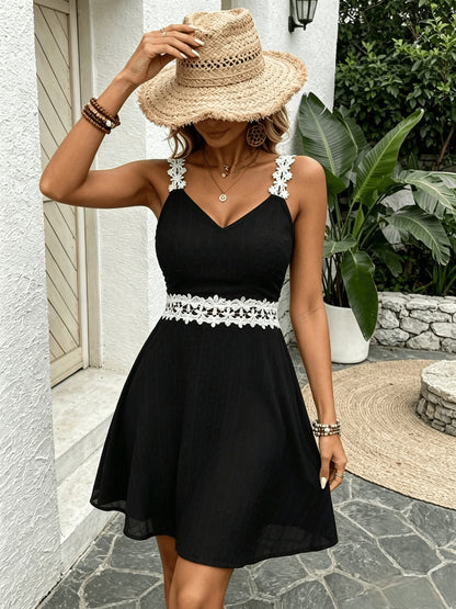Women's Summer Slip Dress with Lace and Thin Straps