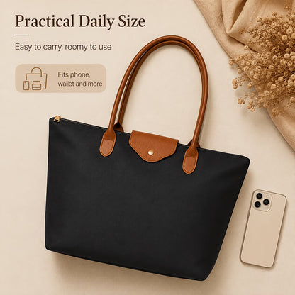 Women's Large Nylon Tote Bag with Zipper