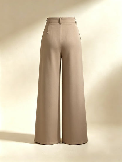 Women's High Waist Wide Leg Trousers with Pleats
