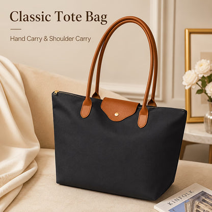 Women's Large Nylon Tote Bag with Zipper