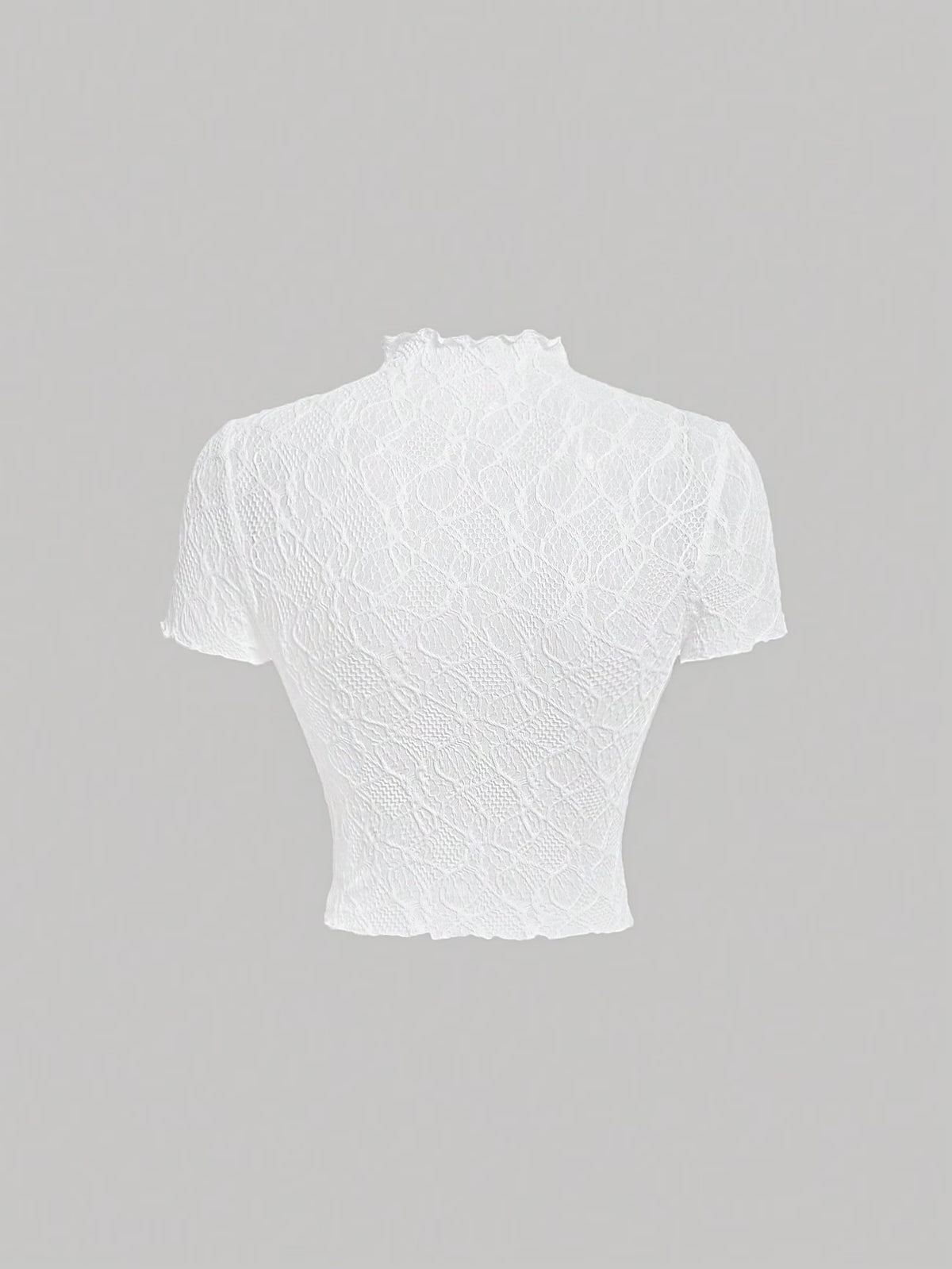 T-Shirt Feminina em Tule Floral com Renda Romântica