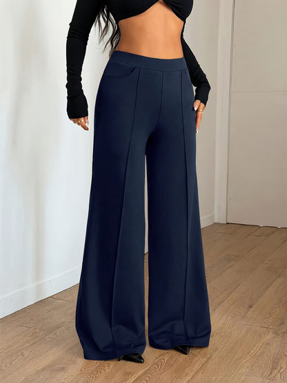 Women's Elegant Wide Leg Trousers with Pockets