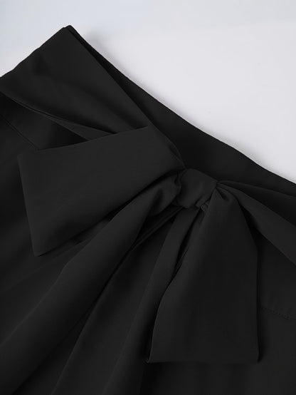 Women's High Waist A-Line Skirt with Tie Detail