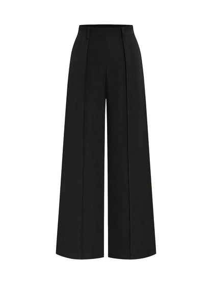 Women's High Waist Palazzo Trousers with Front Pleat