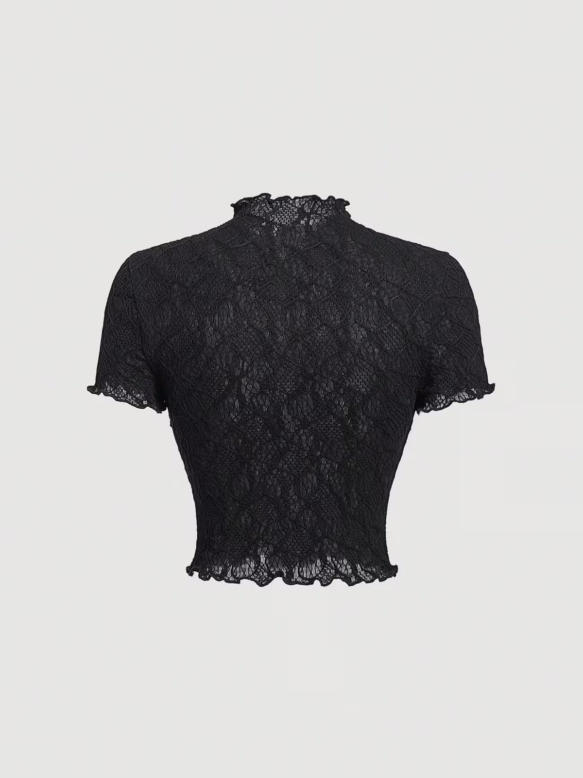 T-Shirt Feminina em Tule Floral com Renda Romântica