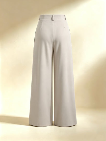 Women's High Waist Wide Leg Trousers with Pleats
