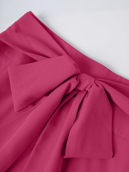 Women's High Waist A-Line Skirt with Tie Detail