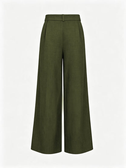 Women's High Waist Palazzo Trousers with Front Pleat