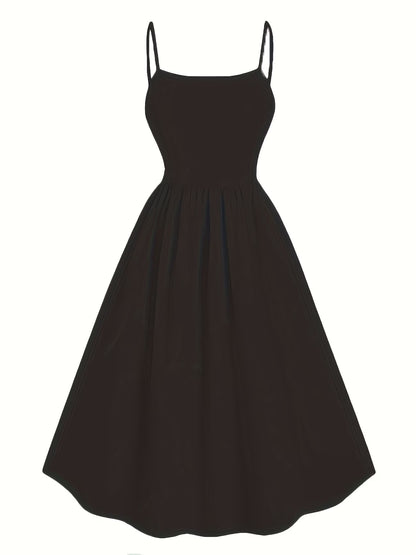 Women's Sleeveless Summer Midi Dress with Pleated Pockets
