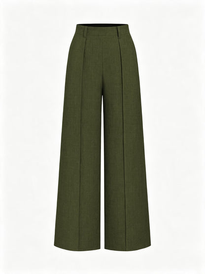 Women's High Waist Palazzo Trousers with Front Pleat