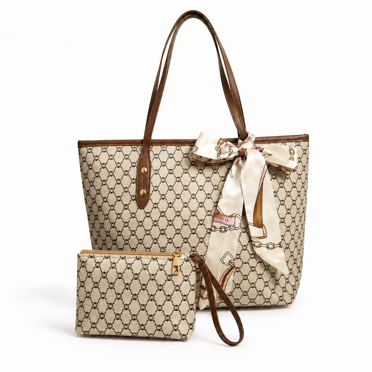 Women's 3-Piece PU Set with Tote Bag, Shoulder Bag, and Clutch