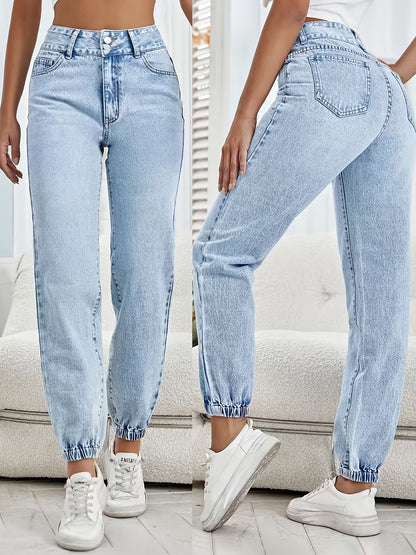 Women's High Waist Acid Wash Boyfriend Jeans