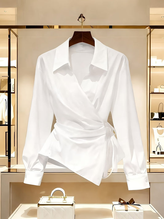 Women's Elegant Long Sleeve Blouse with Tie Detail