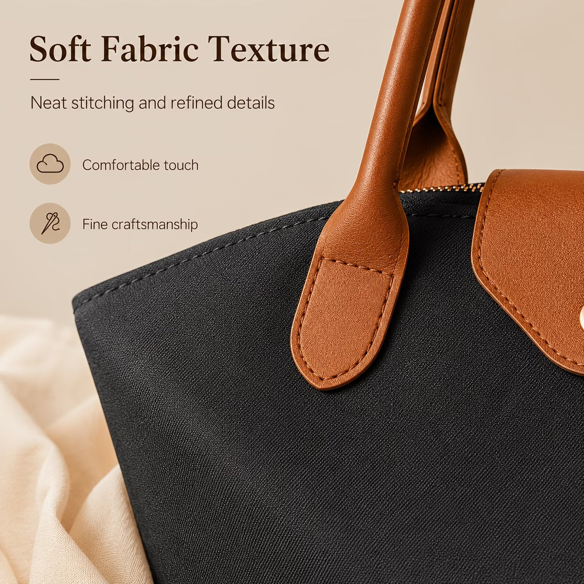 Women's Large Nylon Tote Bag with Zipper