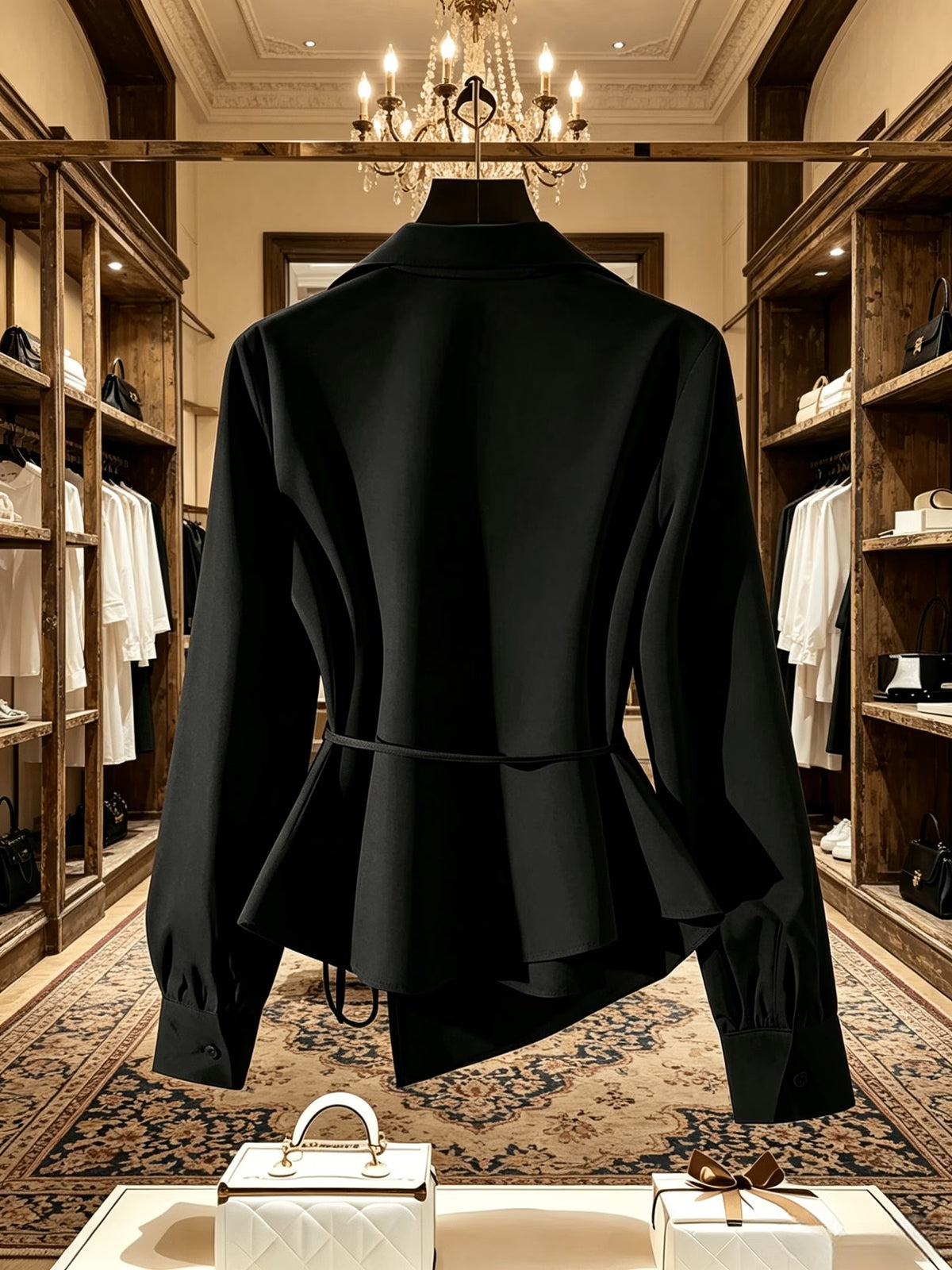 Women's Elegant Long Sleeve Blouse with Tie Detail