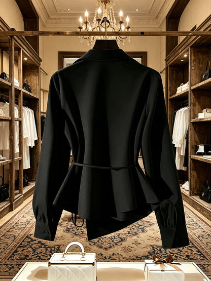 Women's Elegant Long Sleeve Blouse with Tie Detail